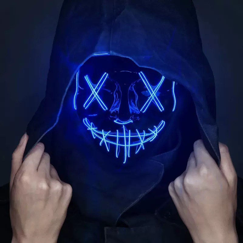Led Purge Mask Halloween - قناع أسود مضيء على شكل حرف