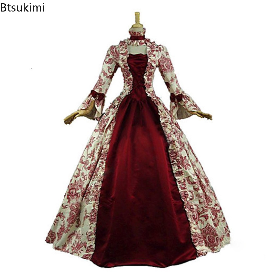 Medieval Renaissance Dress Women - فستان جديد بأكمام واسعة على الطراز