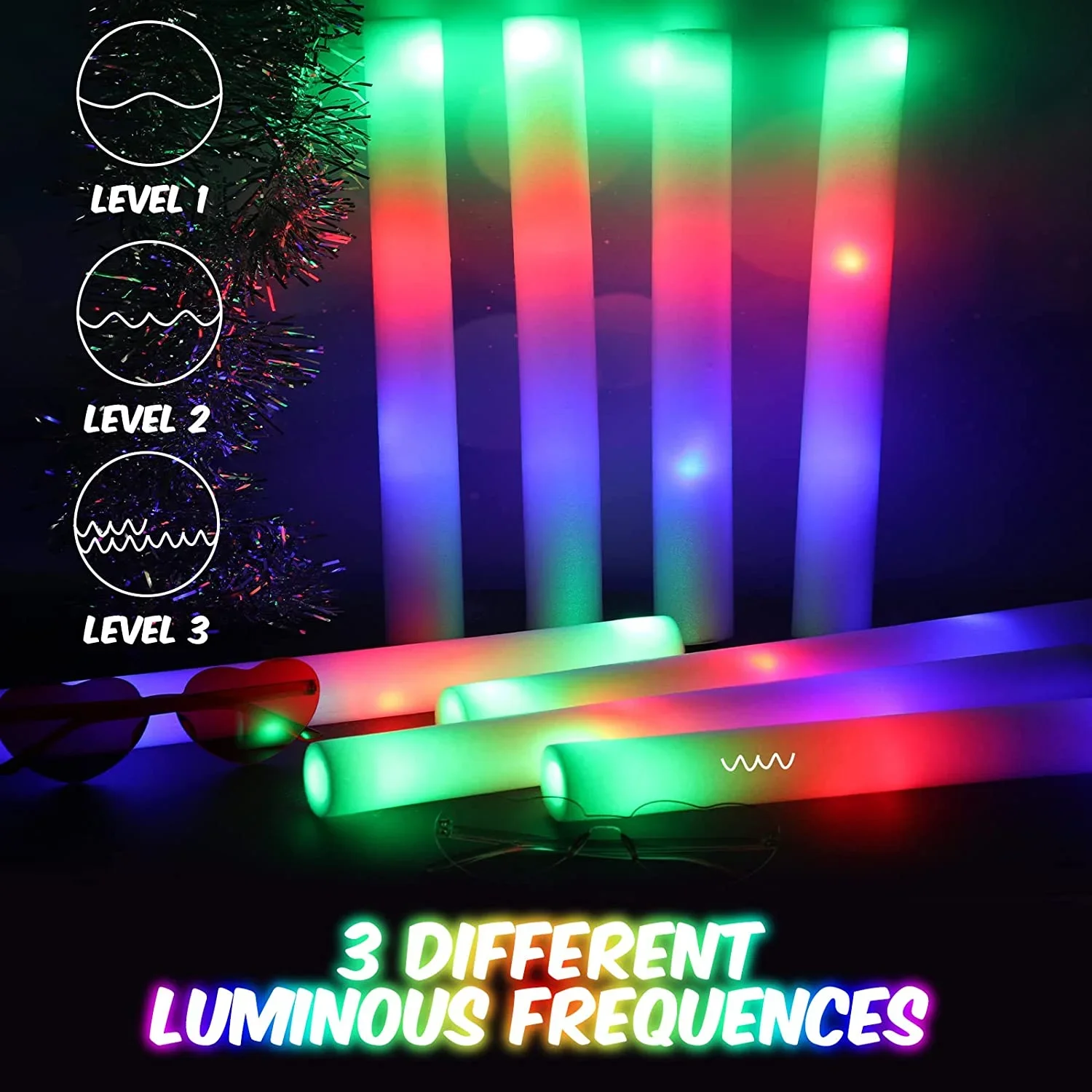 50 قطعة من أعواد توهج إسفنجية  - مراجعة Flashing Led Foam Sticks Party وسعره