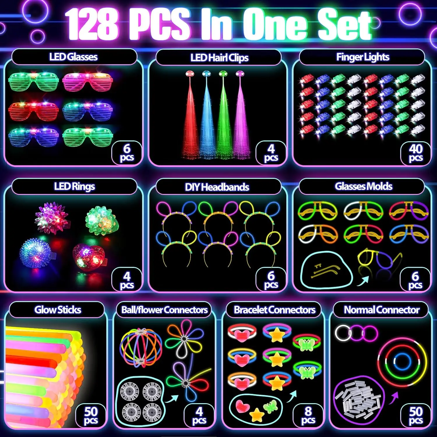 128 قطعة من النظارات المضيئة و - مراجعة Glow In The Dark Party Glasses وسعره