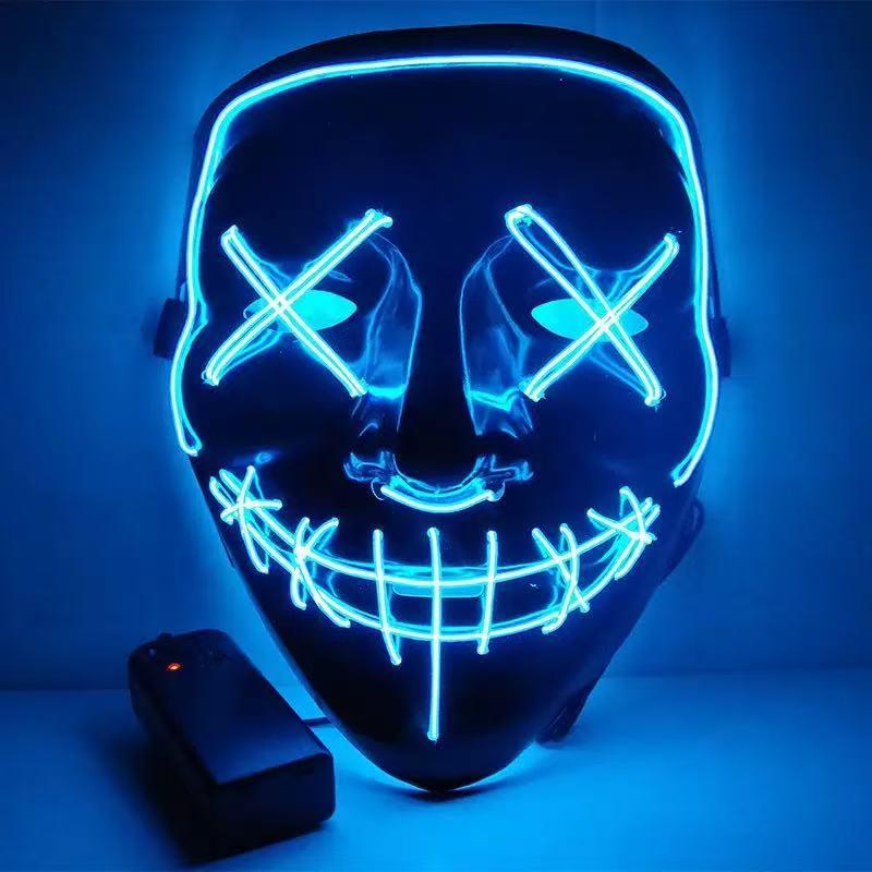 قناع أسود مضيء على شكل حرف V،  - مراجعة Led Purge Mask Halloween وسعره