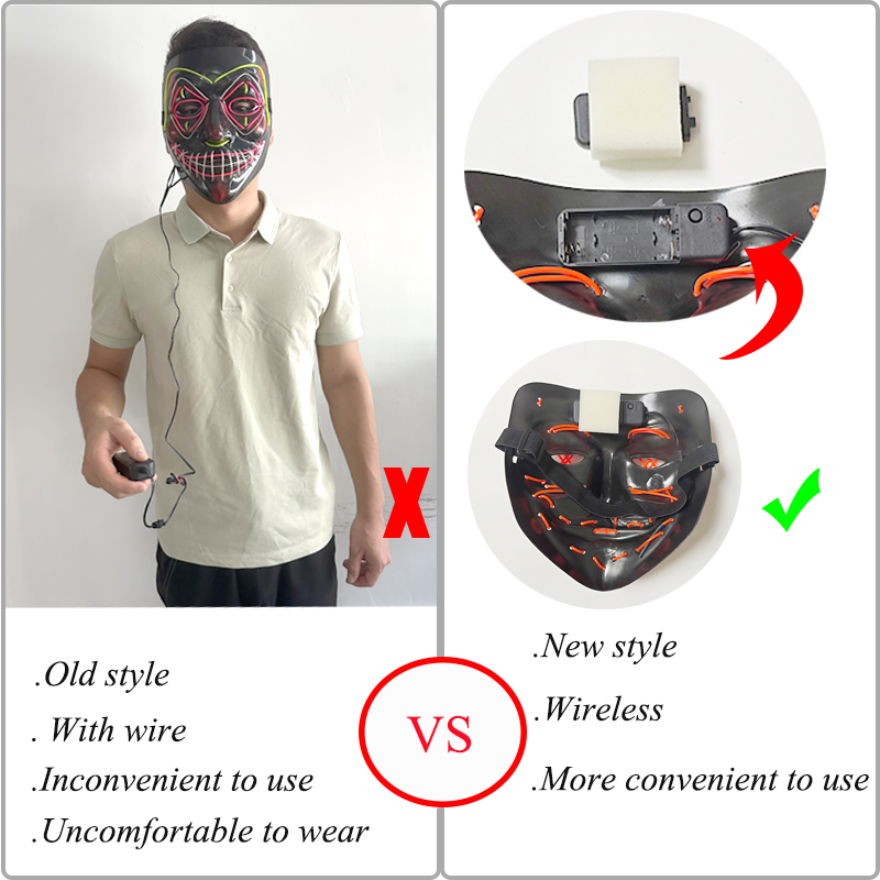 5 قطع بالجملة: أقنعة حفلات اله - مراجعة Led Purge Mask Halloween وسعره