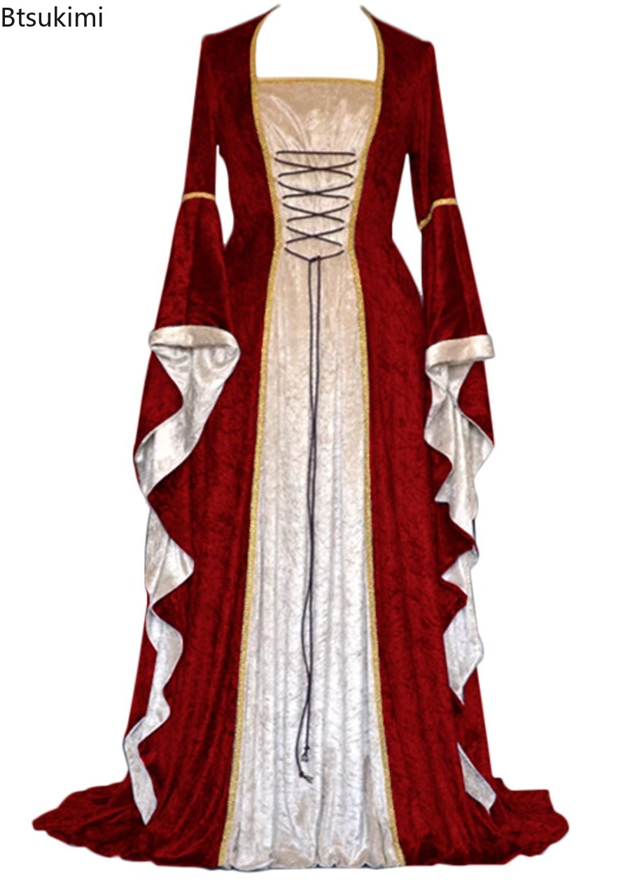 فستان نسائي طويل بتصميم عتيق م - مراجعة Medieval Renaissance Dress Women وسعره