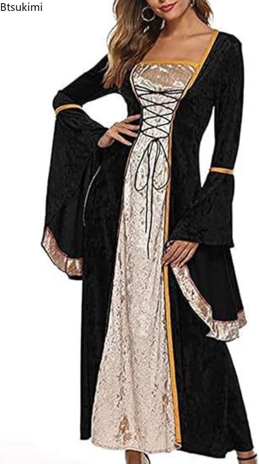 فستان نسائي طويل بتصميم عتيق م - مراجعة Medieval Renaissance Dress Women وسعره