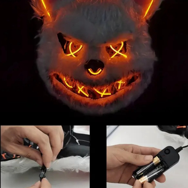 قناع الأرنب التنكرية LED قناع  - مراجعة Led Purge Mask Halloween وسعره